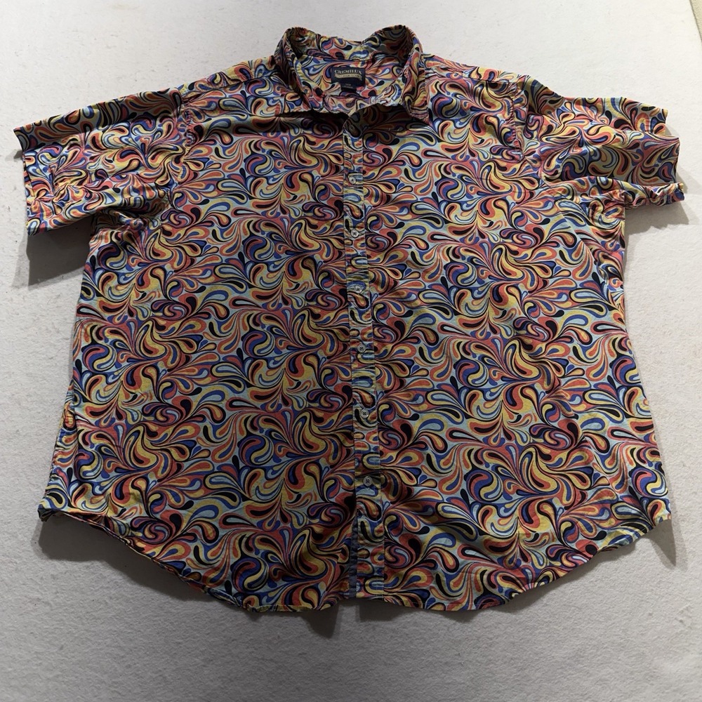 Cremieux Premium Denim Y2K Psychedelic Swirl Shirt Mens 3XB Big & Tall Rave Club